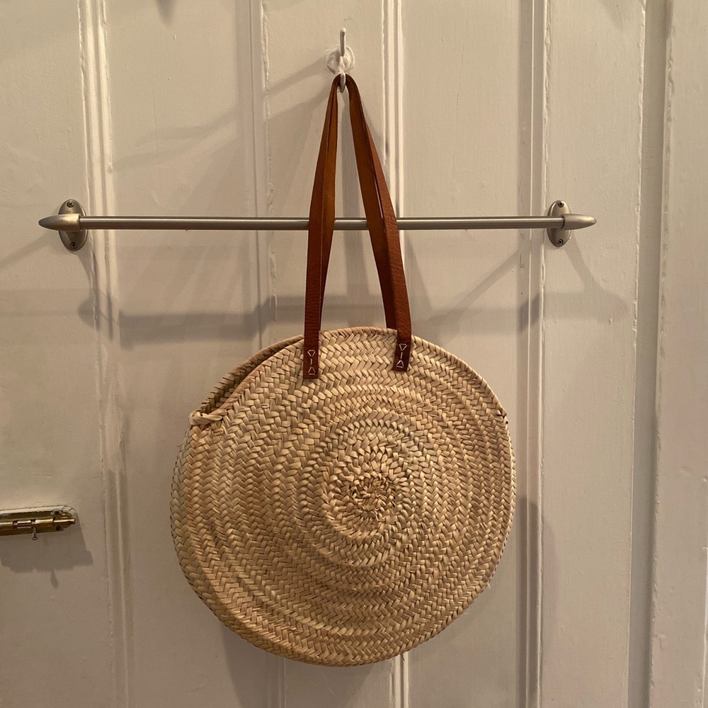 Madewell straw tote with leather straps